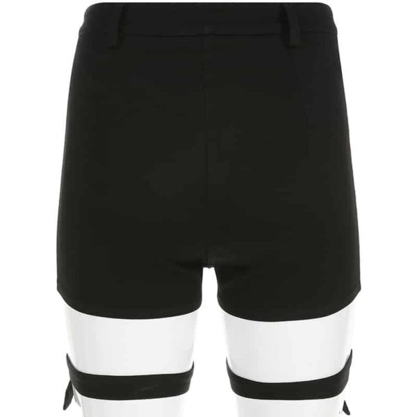 High Waist Slim Shorts with Garters Full Back