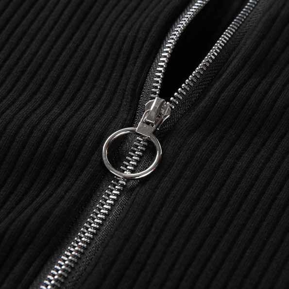 Long Sleeve Bodysuit with Ring Zipper