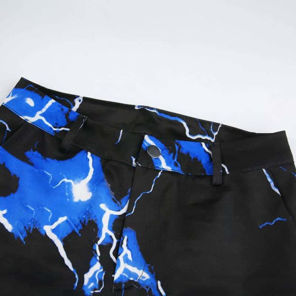 Lightning Print Baggy Pants Details
