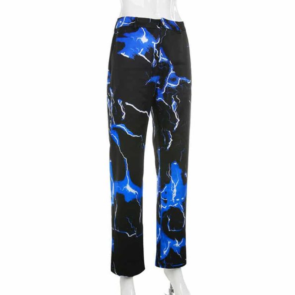 Lightning Print Baggy Pants - Ninja Cosmico