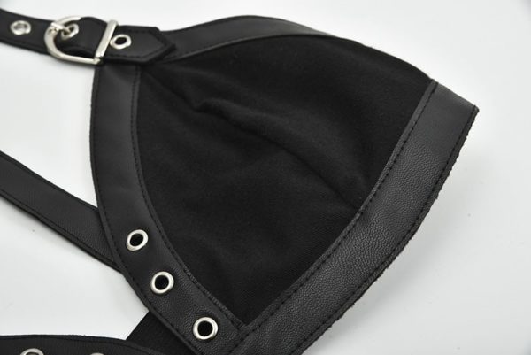 Vegan Leather Backless Bralette Details 2