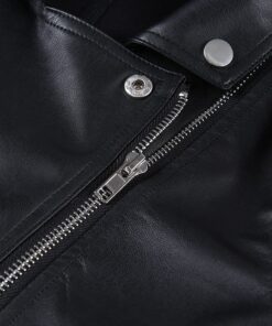 Vegan Leather Cropped Biker Jacket Details 2