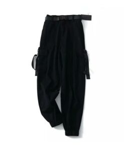 Army Cargo Pants with Buckles Black Full