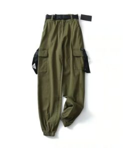 Army Cargo Pants with Buckles Green Full