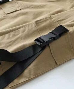 Army Cargo Pants with Buckles Khaki Details 2