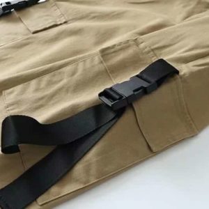 Army Cargo Pants with Buckles Khaki Details 2