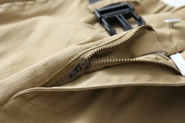Army Cargo Pants with Buckles Khaki Details 3