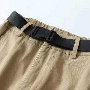 Army Cargo Pants with Buckles Khaki Details
