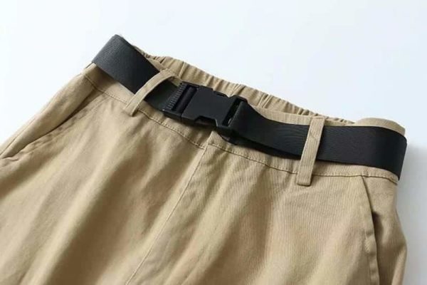Army Cargo Pants with Buckles Khaki Details