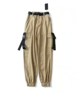 Army Cargo Pants with Buckles Khaki Full