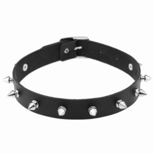 Black Vegan Leather Choker with Metal Spikes