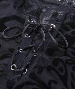 Gothic Patchwork Lace Bodysuit Details 2