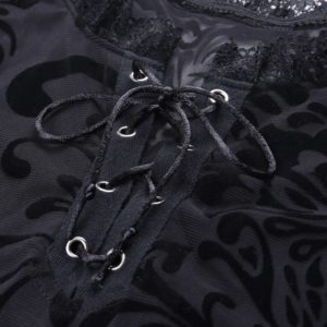 Gothic Patchwork Lace Bodysuit Details 2