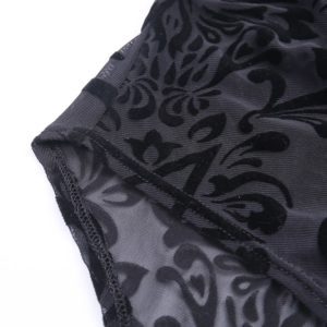 Gothic Patchwork Lace Bodysuit Details 5
