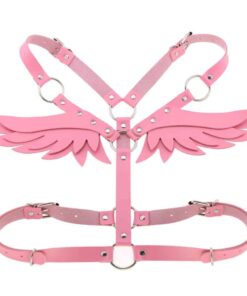 Pink Vegan Leather Wings Harness