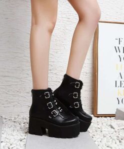 Platform Ankle Boots with Buckles 4