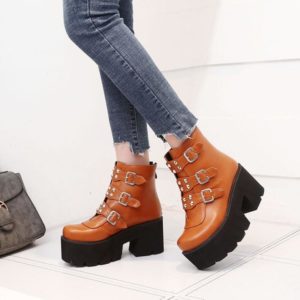 Platform Ankle Boots with Buckles 6