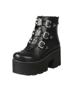 Platform Ankle Boots with Buckles Details 5
