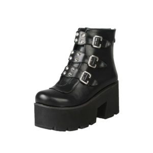 Platform Ankle Boots with Buckles Details 5