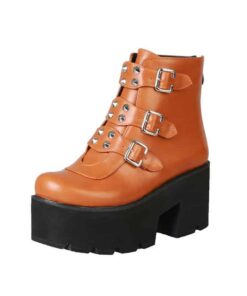 Platform Ankle Boots with Buckles Details 7