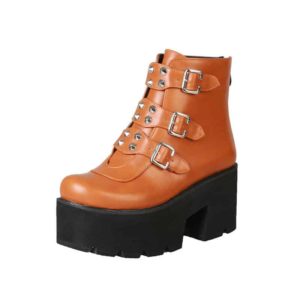 Platform Ankle Boots with Buckles Details 7