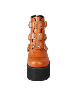 Platform Ankle Boots with Buckles Details 8