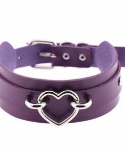 Purple Vegan Leather Heart Choker
