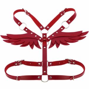 Red Vegan Leather Wings Harness
