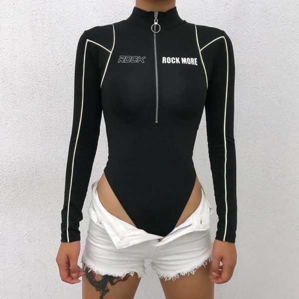 Reflective Lines Bodycon with Zipper
