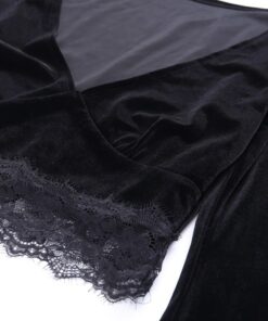 Gothic Long Sleeve Lace Crop Top Details 5