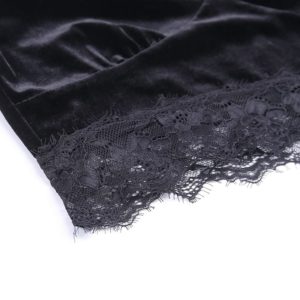 Gothic Long Sleeve Lace Crop Top Details 6