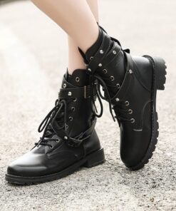 Motorcycle Ankle Boots with Buckle 3
