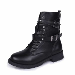 Motorcycle Ankle Boots with Buckle