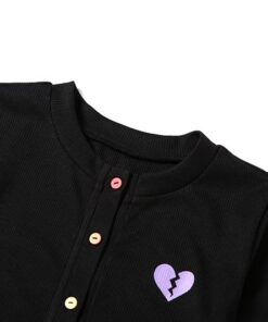 Broken Heart Top with Rainbow Buttons Details