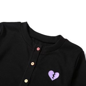 Broken Heart Top with Rainbow Buttons Details