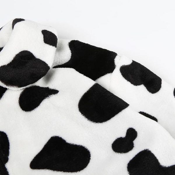 Cow Print Faux Wool Coat Details 2