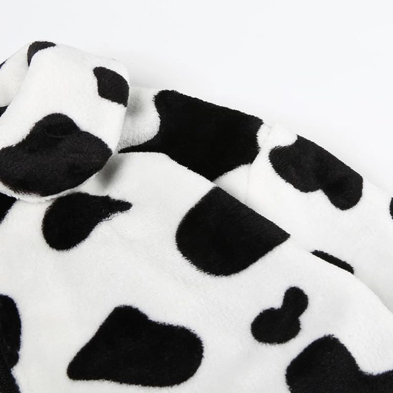 Cow Print Faux Wool Coat - Ninja Cosmico