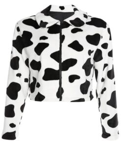 Cow Print Faux Wool Coat Full