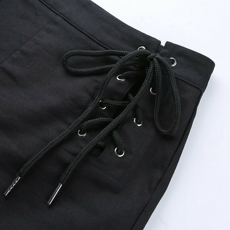 Criss-Cross Bandage Lace-up Shorts - Ninja Cosmico
