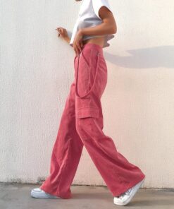 Pink Corduroy Trousers with Ribbon 4