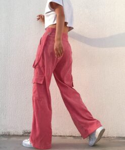 Pink Corduroy Trousers with Ribbon Back