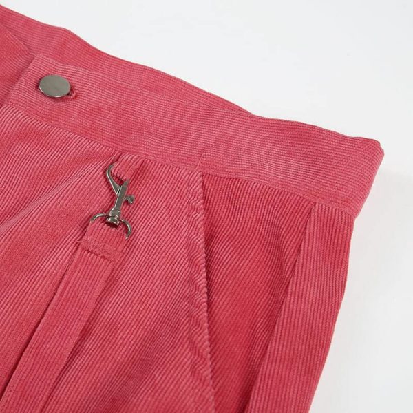 Pink Corduroy Trousers with Ribbon Details 2