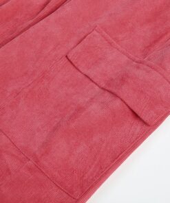 Pink Corduroy Trousers with Ribbon Details 3