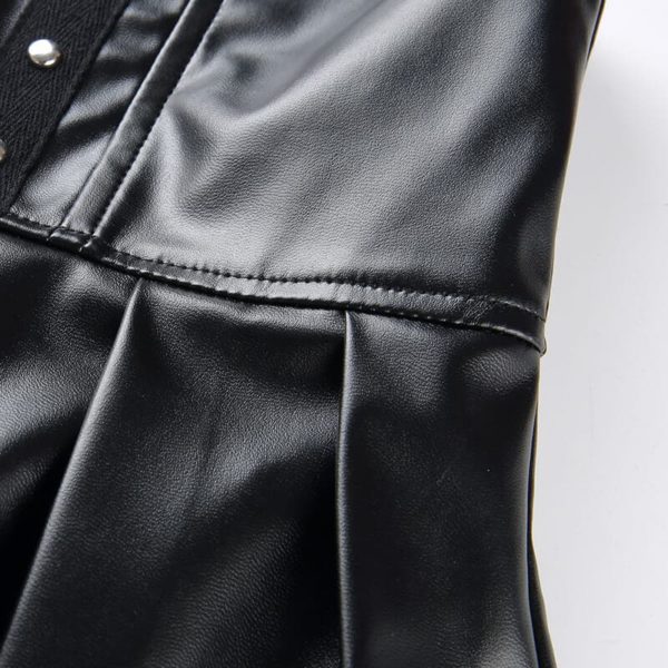 Vegan Leather Lace-up Pleated Skirt Details 4