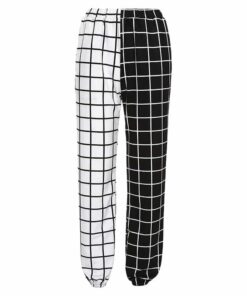 Black & White Split Plaid Trousers