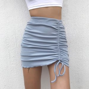 High Waist Ribbed Mini Skirt