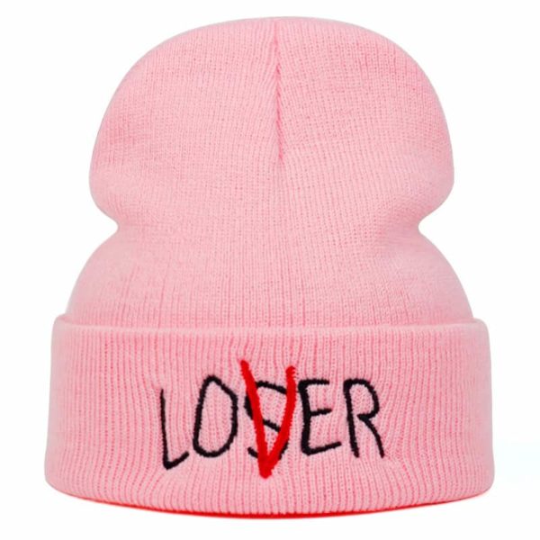Lover Loser Beanie Hat Pink