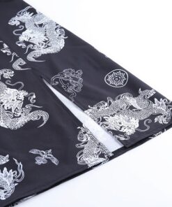 Black Slip Dress with White Dragons Details 2