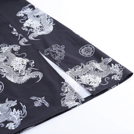 Black Slip Dress with White Dragons Details 2