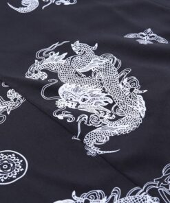 Black Slip Dress with White Dragons Details 4